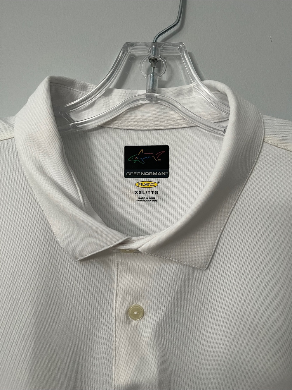 Greg Norman Men’s White Long-Sleeve Polo Shirt - Picture 2 of 4